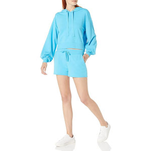 Wholesale Women's Long Sleeve Cropped <b>Hoodie</b> High Terry Fabric Short Pullover <b>Sweatshirt</b> Custom OEM Design Autumn Winter - Product Image 4