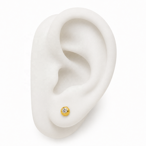Solid Gold Bezel Set Round Zircon <b>Stud</b> <b>Earrings</b> for Women & Children's Engagement Minimalist <b>Fine</b> Jewelry OEM ODM Wholesale - Product Image 5