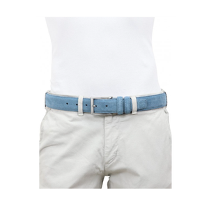 Thắt Lưng Da Lộn Màu Xanh Nhạt 3.5Cm/1,37in Chất Lượng Hàng Đầu Của Ý Có Khóa Cài Để Bán Sỉ 6 Chiếc Trong Một Hộp - Product Image 2