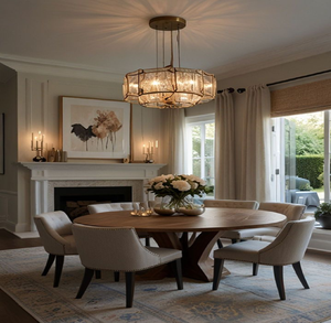 Sleek linear <b>gold</b> rods <b>chandelier</b>, ideal for <b>modern</b> minimalist dining spaces. Available at wholesale prices. - Product Image 1