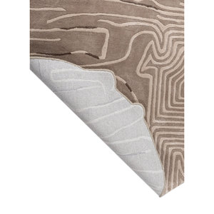 Alfombra de Lana y Viscosa con Diseño Abstracto Gris y Negro, Tejida a Mano, para Hogar y Exposiciones - Tnq-1124 - Product Image 5