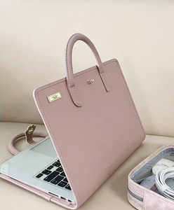 Bolso de mano para ordenador portátil de cuero PU reciclado para mujer, elegante Función de viaje de negocios antirrobo de base biológica - Product Image 3