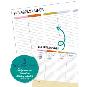 Vocabulary Trainer <b>Desk</b> Pad DIN A2-42x59.4 cm Tear-off Sheets for Pupils Students & Language Learners - Product Image 3