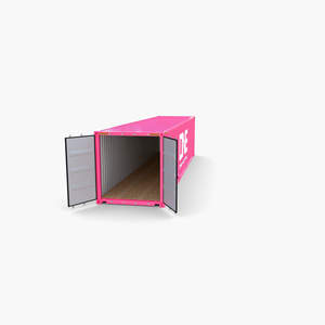 Conteneur maritime sec de 20 pieds, couleur rose, portes ouvertes, intérieur vide - Product Image 1