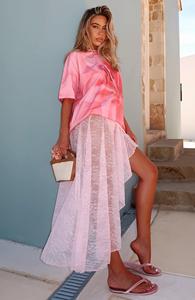 Camiseta Rosa Extra Grande con Estampado Veraniego Ecológica Más Vendida para Mujer - Product Image 6