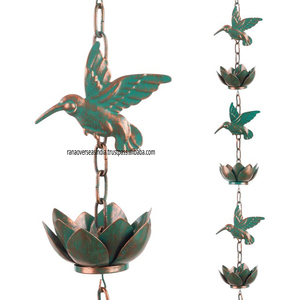 Gran oferta, cadena de lluvia de colibrí de Metal, 12 hermosas copas de loto para canalón al aire libre, reemplazo de lluvia de jardín, función en más diseños - Product Image 1