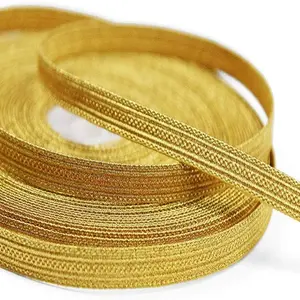 Toptan üniforma Galon Trim dantel fransız külçe örgü danteller Trim Galon gümüş altın metalik tel Mylar malzeme tekstil