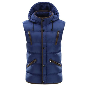 เสื้อกั๊กบุนวมหนาสำหรับผู้ชายเสื้อแจ็คเก็ตมีซิปมีกระเป๋ามีซิปสำหรับฤดูหนาวเสื้อแจ็คเก็ตบุนวมสีดำสำหรับใส่กลางแจ้งโลโก้ออกแบบได้ตามต้องการ - Product Image 6