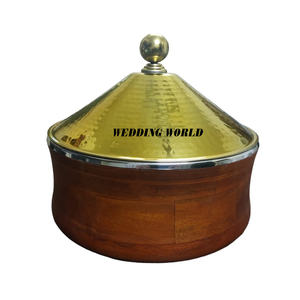 Ensemble de trois marmites à fond double Meta Hotpot, faites à la main, design de créateur, finition martelée, luxe, nouveau réchaud à nourriture en métal - Product Image 2