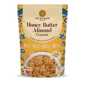 HA'RITAGE Granola de Miel, Mantequilla y Almendras 216g |   Cereal Instantáneo para el Desayuno, Alto en Fibra, Alto en Proteínas, Sin Gluten, Sin Azúcar - Product Image 5