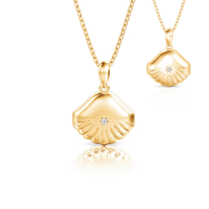 Jeulia Custom Gold Plated Seashell Photo <b>Locket</b> Necklace-Trendy Vintage Stainless Steel Jewelry with Diamond Accent - Product Image 1