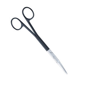 Tijeras quirúrgicas de borde romo con mango de Color negro, tijera de hoja curva de sutura de acero alemán de 4,75" - Product Image 3