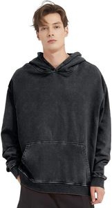 Vintage recadrée Boxy Fit Zipper Hoodie surdimensionné Acid Wash Man Distressed Sun Faded sweats à capuche en coton - Product Image 5