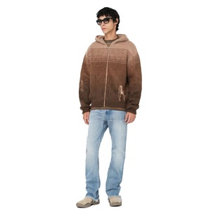 Diseño personalizado Sudadera con capucha de hombre de alta calidad cepillado mullido Mohair cremallera rayas Jacquard tejido invierno liso teñido técnicas - Product Image 2