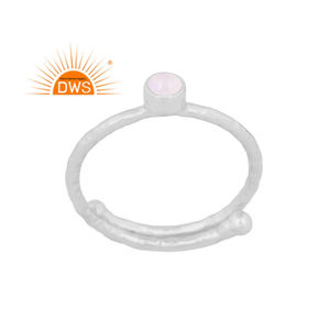 แหวนเงินแท้ลายพระจันทร์สีรุ้งประดับอัญมณีแบบวางซ้อนกันได้สำหรับผู้ผลิตเครื่องประดับแบบปรับแต่งได้ตามต้องการ - Product Image 1