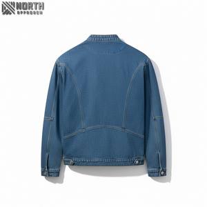 Chaqueta vaquera Vintage Unisex personalizada para hombre, abrigo de invierno de lona con cuello levantado, cierre de cremallera, estilo Hip Hop lavado - Product Image 2