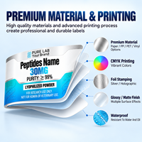 Étiquettes personnalisées pour flacons de peptides, autocollantes, imperméables, pour flacons en verre, impression sur feuille d'argent, logo personnalisé, étiquettes pour bouteilles, OEM ODM