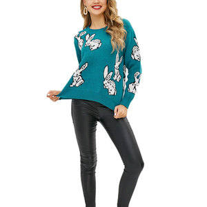 Pull tricoté décontracté de haute qualité pour femmes nouveau modèle col rond à manches longues respirant hiver coupe ample Logo avant - Product Image 1