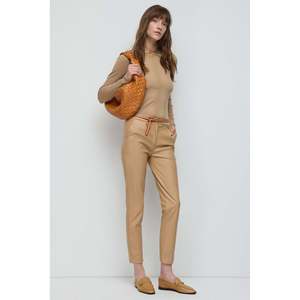 Leather-look <b>drawstring</b> waist <b>trousers</b> - Product Image 3