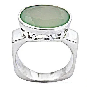 Anillo de Calcedonia de Plata 925 para Mujer con Piedra Preciosa, Chapado en Rodio y Oro, Joyería de Diseño con Engaste de Platino - Product Image 3