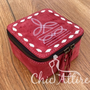 Dernières mallette de rangement de bijoux portable en cuir suédé rose avec point de démarrage bague personnalisée bijoux boîte-cadeau organisateur pour voyage - Product Image 1