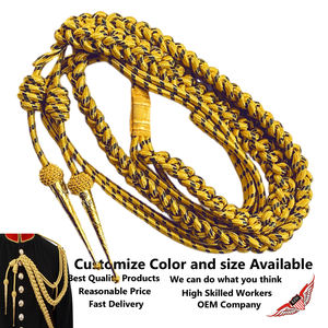 Aiguillette al por mayor, verde dorado, tamaño completo, con etiquetas doradas, de Mylar, cordón de hombro de Mylar - Product Image 4