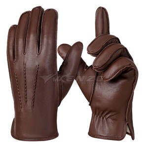 Service OEM Gants de conduite en cuir véritable Hiver Meilleures ventes Doux Respirant Bracelet de poignet réglable Compatible avec les écrans tactiles pour - Product Image 2