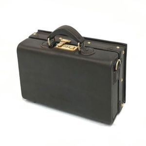 Mini maletín de cuero de inspiración vintage con cerradura de combinación dorada y forro de tartán clásico Una declaración de elegancia de herencia - Product Image 1