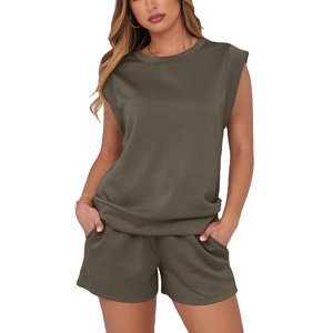 Conjunto de Pijama de Verano para Mujer, Talla Grande, con Logotipo Personalizado, Transpirable, de Encaje, Camiseta y Pantalones Cortos, Poliéster/Algodón 2026 - Product Image 2