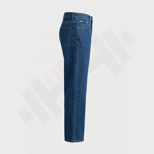 Pantalon en jean bleu coupe slim oversize longueur ras du sol, style vintage américain, décontracté pour homme, délavé moyen, pour l'été, en gros - Product Image 3