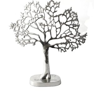 Sculpture d'arbre en aluminium plaqué or d'aspect royal avec base noire pour les sculptures décoratives de bureau de salon de bureau - Product Image 3