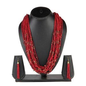 Urthn ชุดเครื่องประดับที่ดี Sets-1111602D ลูกปัดสีน้ำตาลแดงชุดสร้อยคอเส้นใหญ่ - Product Image 1
