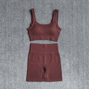 ชุดออกกำลังกายโยคะของผู้หญิงชุด2ชิ้นชุดออกกำลังกายกางเกงขาสั้นออกกำลังกายในยิมชุดสปอร์ตบราของผู้หญิงชุดใส่เล่นโยคะผ้าฝ้าย100% สตรีท - Product Image 4