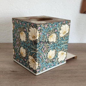 Caja de Pañuelos Decorativa Hecha a Mano de Primera Calidad, Ecológica, con Diseño Cuadrado de Madera Esmaltada, para Mesa de Comedor, de Tradebyd - Product Image 2