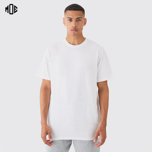 Haute qualité blanc 100% coton t-shirt surdimensionné coupe goutte épaule coton Jersey coton peigné qualité supérieure hommes T-shirts - Product Image 1