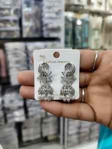 American Diamond Jhumka Ethnic Gold-Plated <b>Chandelier</b> Earrings for Girls Wedding Occasions Featuring Zircon Alloy Main Material - Product Image 2