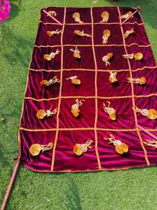 Entrée de mariée Phoolon ki Chaddar avec Kaleeera traditionnel indien Punjabi mariage mariée entrée velours tissu indien Kaleera - Product Image 4