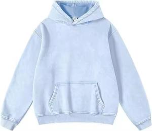 Sudadera con Capucha Unisex FAIABLE, Lavado Ácido, Felpa Gruesa, Algodón Vintage, Sudadera Extra Grande para Hombre y Mujer, Color Sólido - Product Image 4