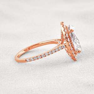 2,20 CTW CVD Anillo de compromiso de diamantes 14K Oro sólido con corte ovalado romántico Perla de moissanita cultivada en laboratorio para fiestas Aniversarios - Product Image 3