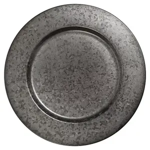 Assiette de service ronde en métal galvanisé pour événements de mariage, vaisselle, assiette de service pour dîner, assiette de service design pour fête, aspect vintage - Product Image 5