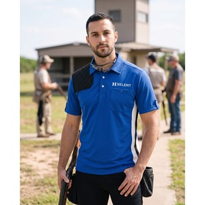 Chemise de tir au gibier et au skeet en polyester et élasthanne avec poches matelassées, logo personnalisé, vente en gros OEM - Product Image 5