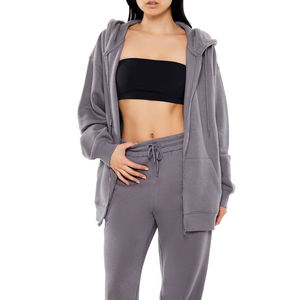 Sudadera con capucha extragrande de alta calidad para mujer, sin cordón, de algodón bordado, transpirable y de peso pesado, del fabricante. - Product Image 6