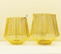 Bougeoir en fil métallique doré, ensemble de lanternes, photophore géométrique moderne pour la maison, la fête de mariage et la décoration de table