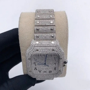 Montre-bracelet en acier inoxydable de haute qualité carré antique nouveau motif fantaisie exclusif coupe brillante entièrement glacé - Product Image 3