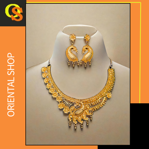 Conjunto de pendientes de collar de calidad súper premium con estilo único chapado en oro de 22 quilates para mujer, conjunto de pendientes de collar, joyería - Product Image 2