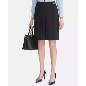 Gonna Nera Plissettata da Donna Calvin Klein, Modello Svasato a Trapezio, Lunghezza Corta, con 6 Ricami, in Spandex Cotone-Chiffon, Formale ed Aderente - Product Image 1