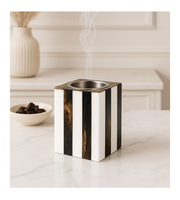 Brûleur de Bakhoor en Résine Oud Arabe de Luxe 2027, Carré, Couleur Personnalisable, Motif Rayé Blanc, Parfum d'Ambiance, Aromathérapie Ramadan