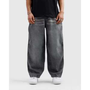 Vaqueros holgados vintage de corte ancho con pierna acampanada, estilo streetwear de cintura alta, tela vaquera con cristales de colores para invierno - Product Image 3