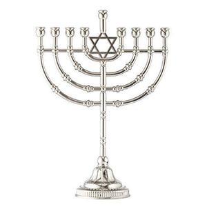 Chandelier Menorah à 9 branches en aluminium de luxe plaqué nickel pour les fêtes, design classique traditionnel, décoration d'intérieur - Product Image 4
