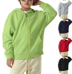 Sweat-shirt à capuche zippé à manches longues en molleton de coton 100% pour hommes, sérigraphie brodée, design avec poche, sweats à capuche solides d'automne - Product Image 1